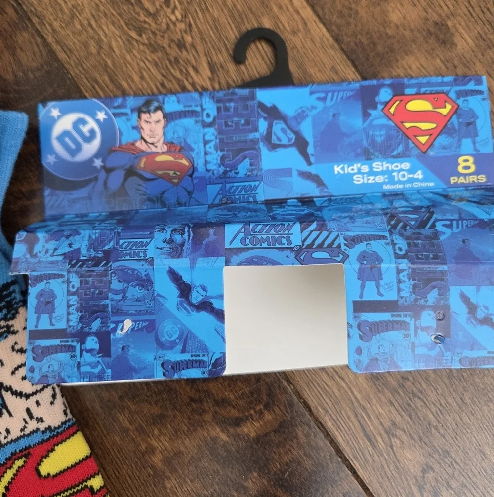 Superman Crew Socks - Multi Color 4 Pack Kids Size 10-4
